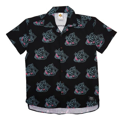 올어바웃코리아 민트 호랑이 패턴 하와이안 셔츠